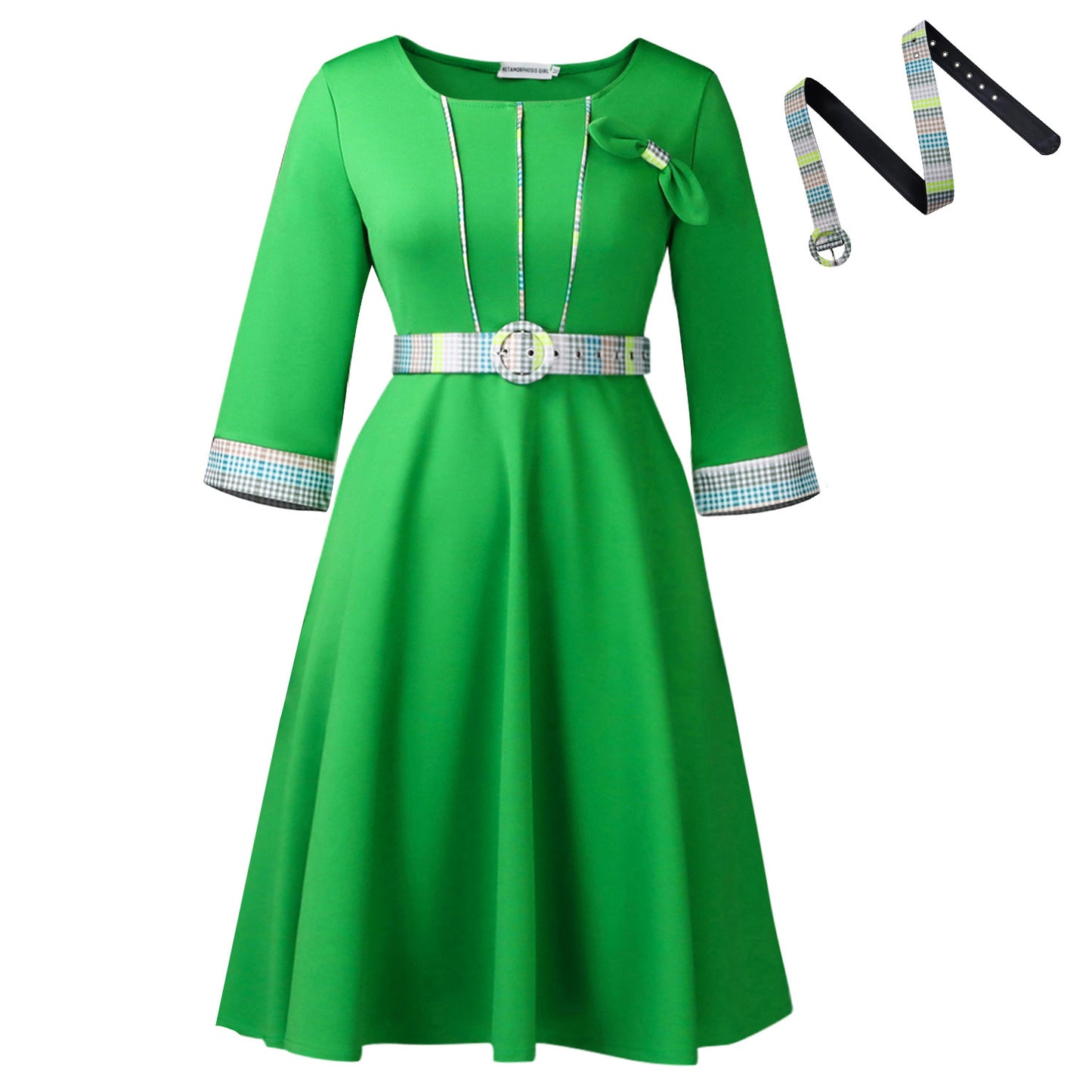 Women's Fashion Elegant Round Neck Stitching African Dresses