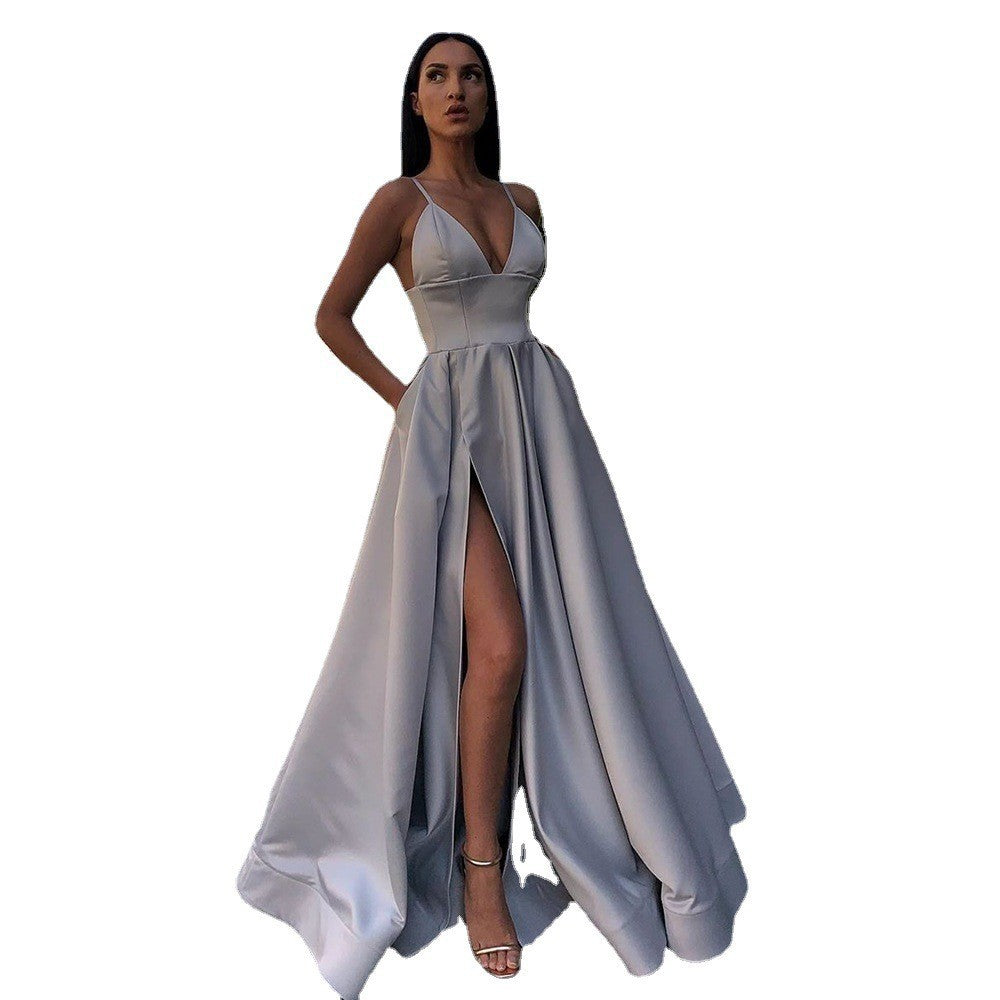 Women's Sexy Sling Dress Deep V Slit Wedding Dresses