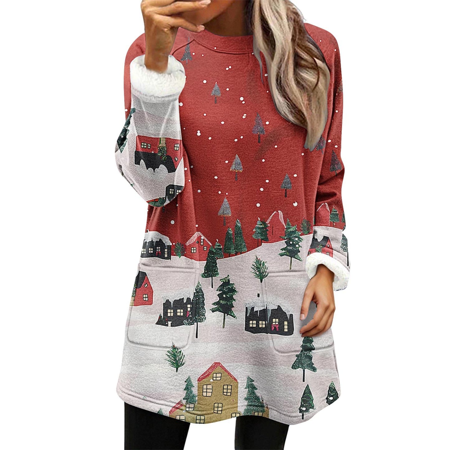 Christmas Snowman Digital Printing Casual Wide-sleeved Veet Women's Sweater, Sweater
