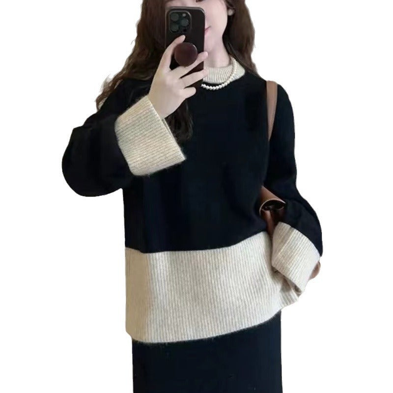 Women's Matching Crew Neck Pullover Large Simple Sweaters