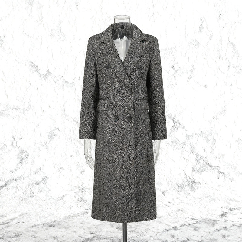 Women's Style Temperament Elegant Long Trench Double Breasted High Coats