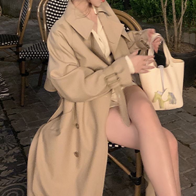 Women's Trench Mid-length Korean Style British Drape Coats