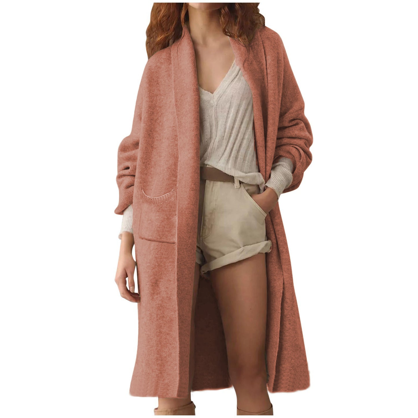 Women's Loose Long Large Pocket Knitted For Sweaters