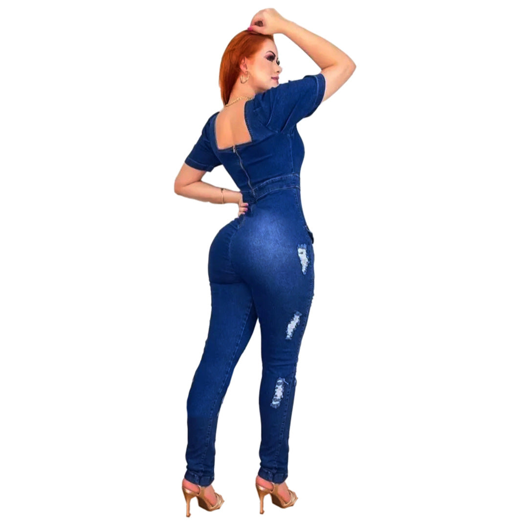 Slim Fit Slimming Spray White Ripped Jeans