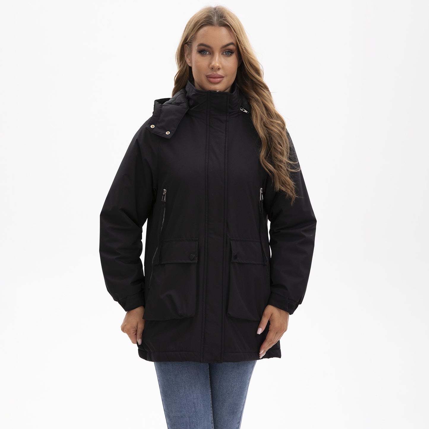 Detachable Cap Parka Fleece Padded Shell Coats