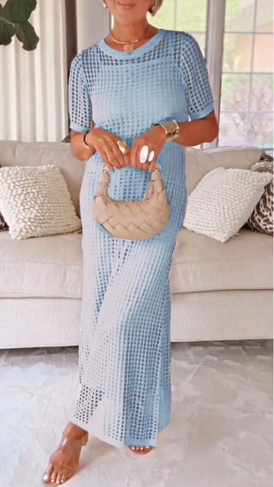 Women's Round Neck Hollow Air Dress Two-piece Dresses