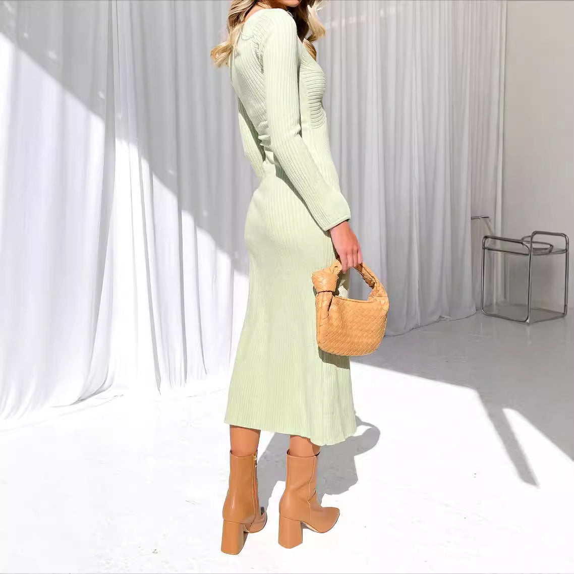 Women's Sexy Hot Long Sleeve Pleated Dress Dresses