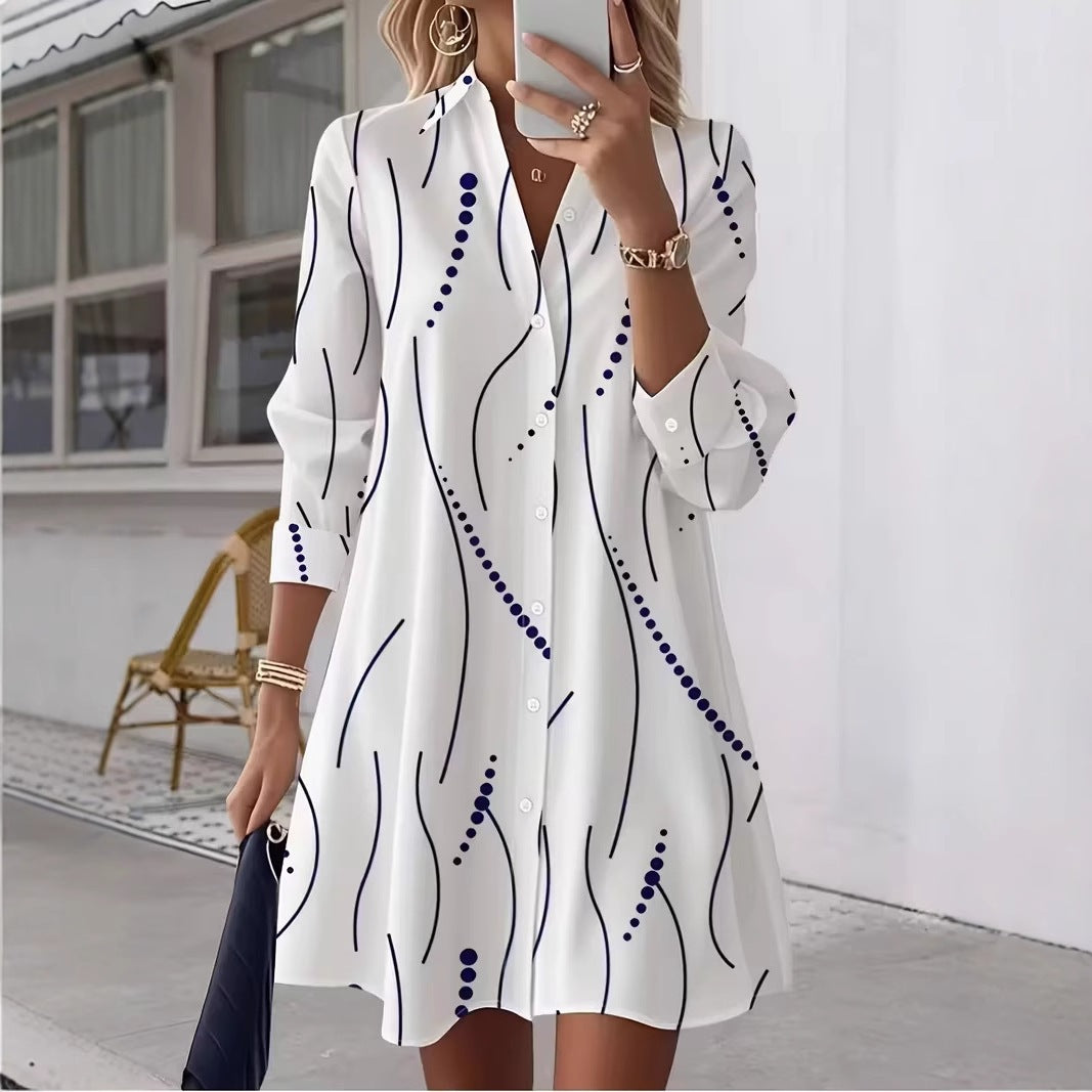 Women's Print Shirt Casual Polka Dot Elegant Dress