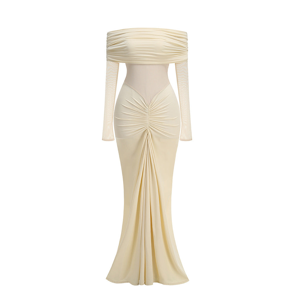 Women's Sexy Dress Long Elegant Pleated Banquet Dresses