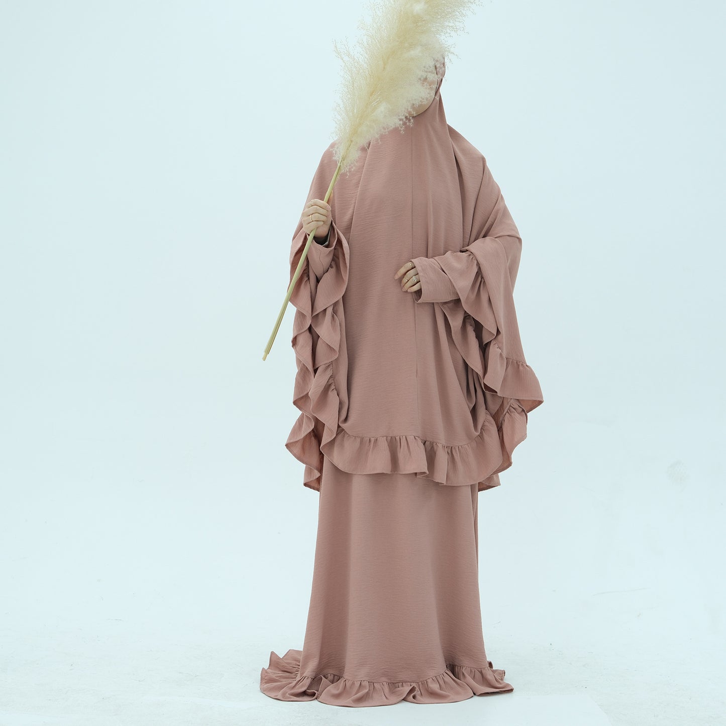 Trendy Turkey Solid Color Dress Headscarf Dresses