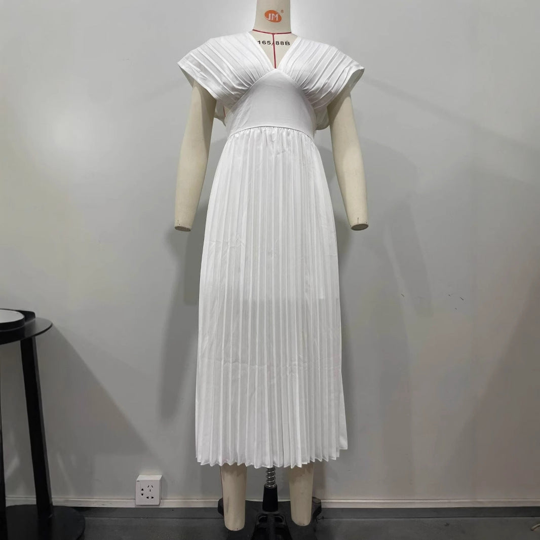 Women's Fashion Pleated Solid Color Dress Dresses