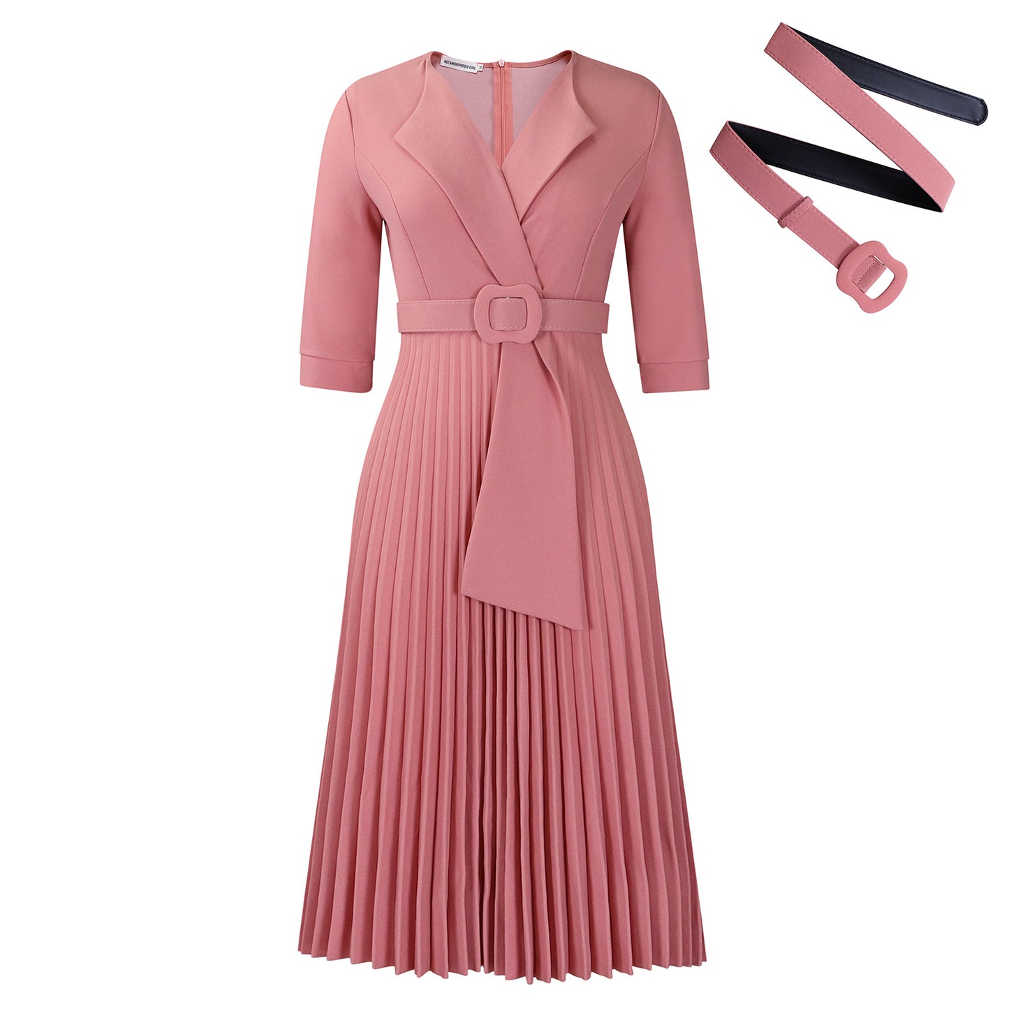 Women's Fashion Tailored Collar Tie Pleated African Dresses