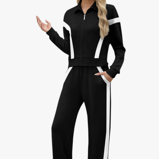 Women's Color Zipper Line Trousers Leisure Sports Fashion Casual Suit