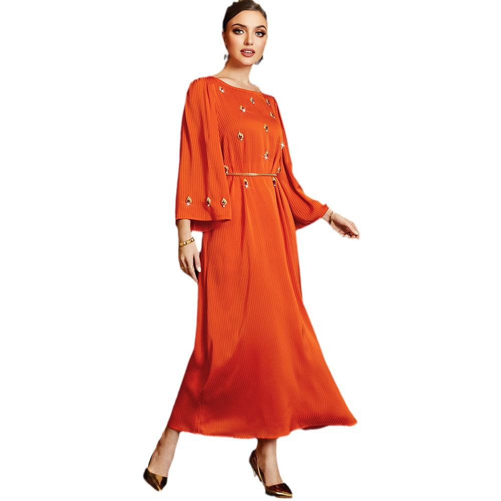 Burning Orange Diamond Knitted Dress Party Dresses