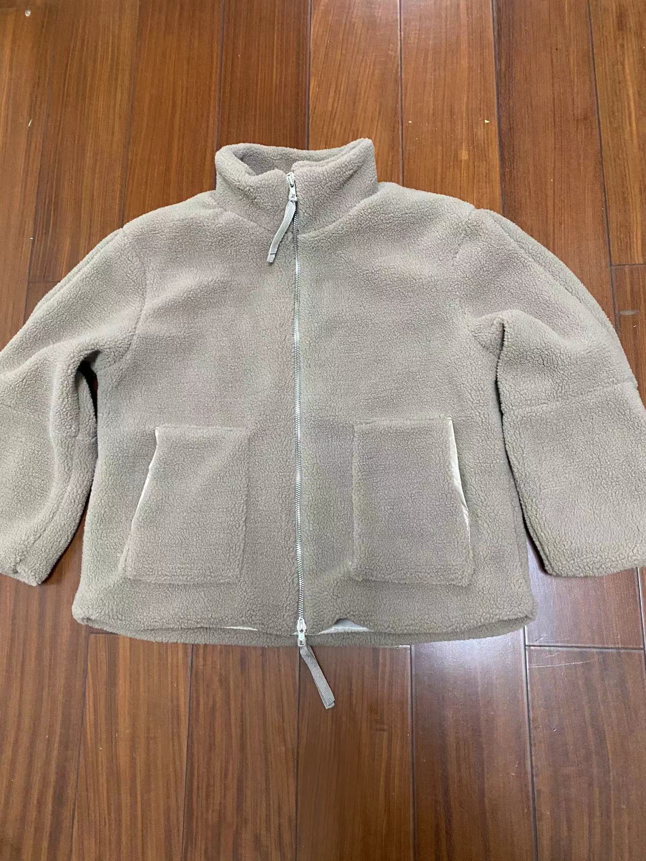 Women's Collar Zipper Idle Style Lamb Wool Coats