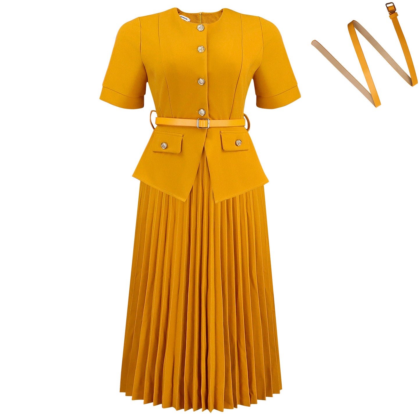 Women's African Summer Round Neck Stitching Pleated Fake Plus Size