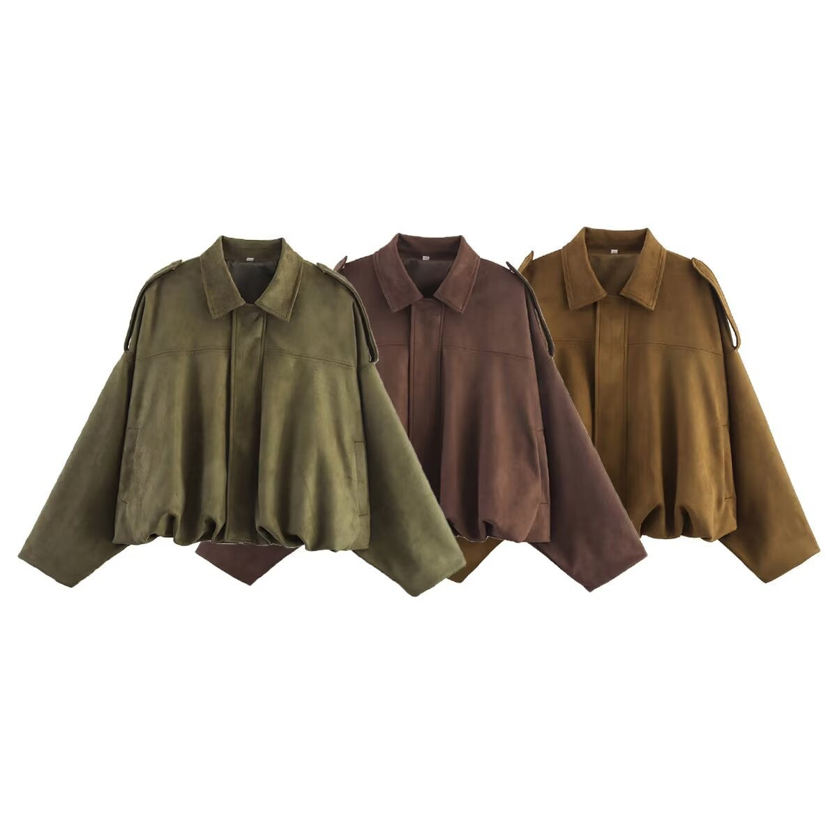 Women's Summer Suede Texture Lapel Pilot For Jackets
