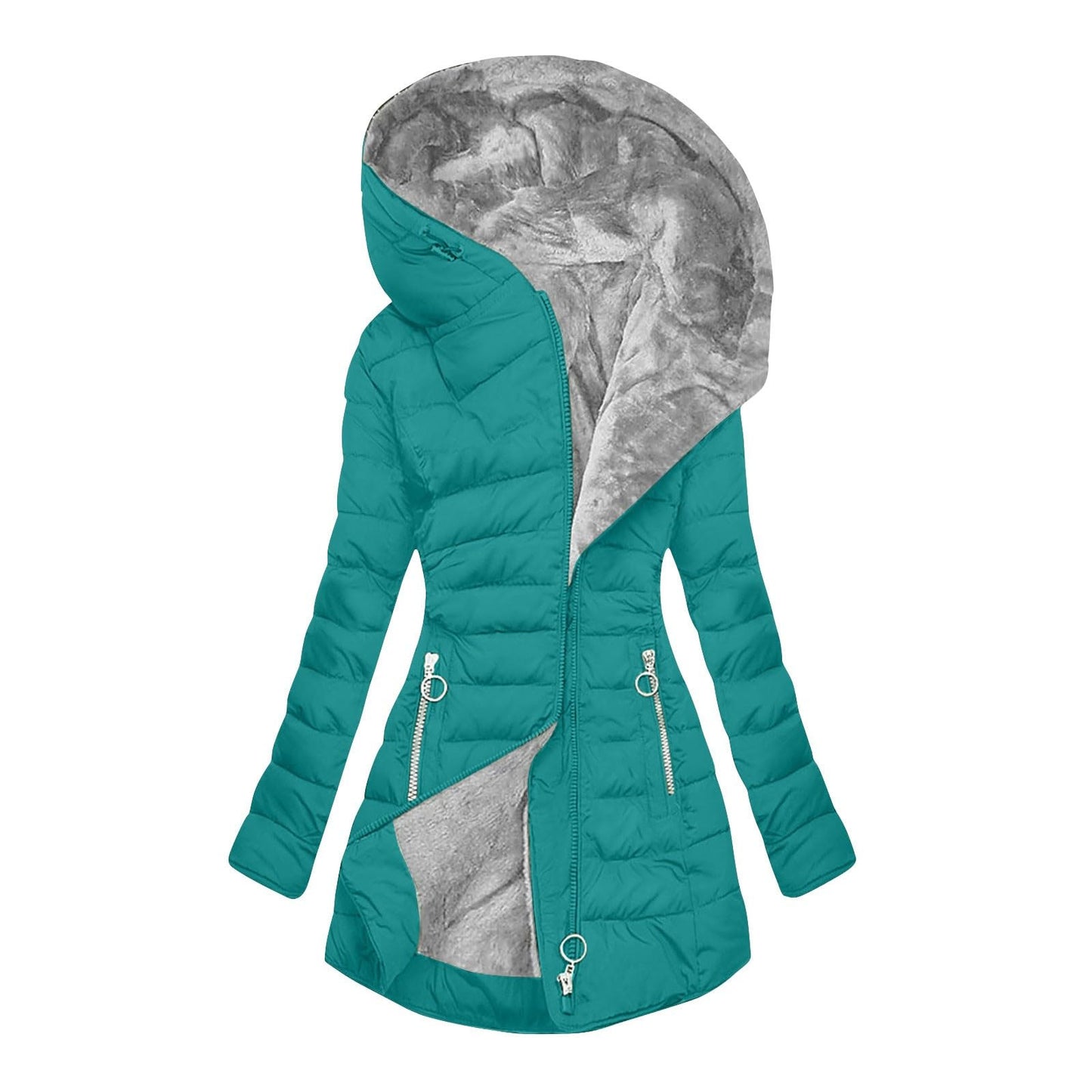Women's Warm Fur Collar Cotton Clothes Zipper Coats