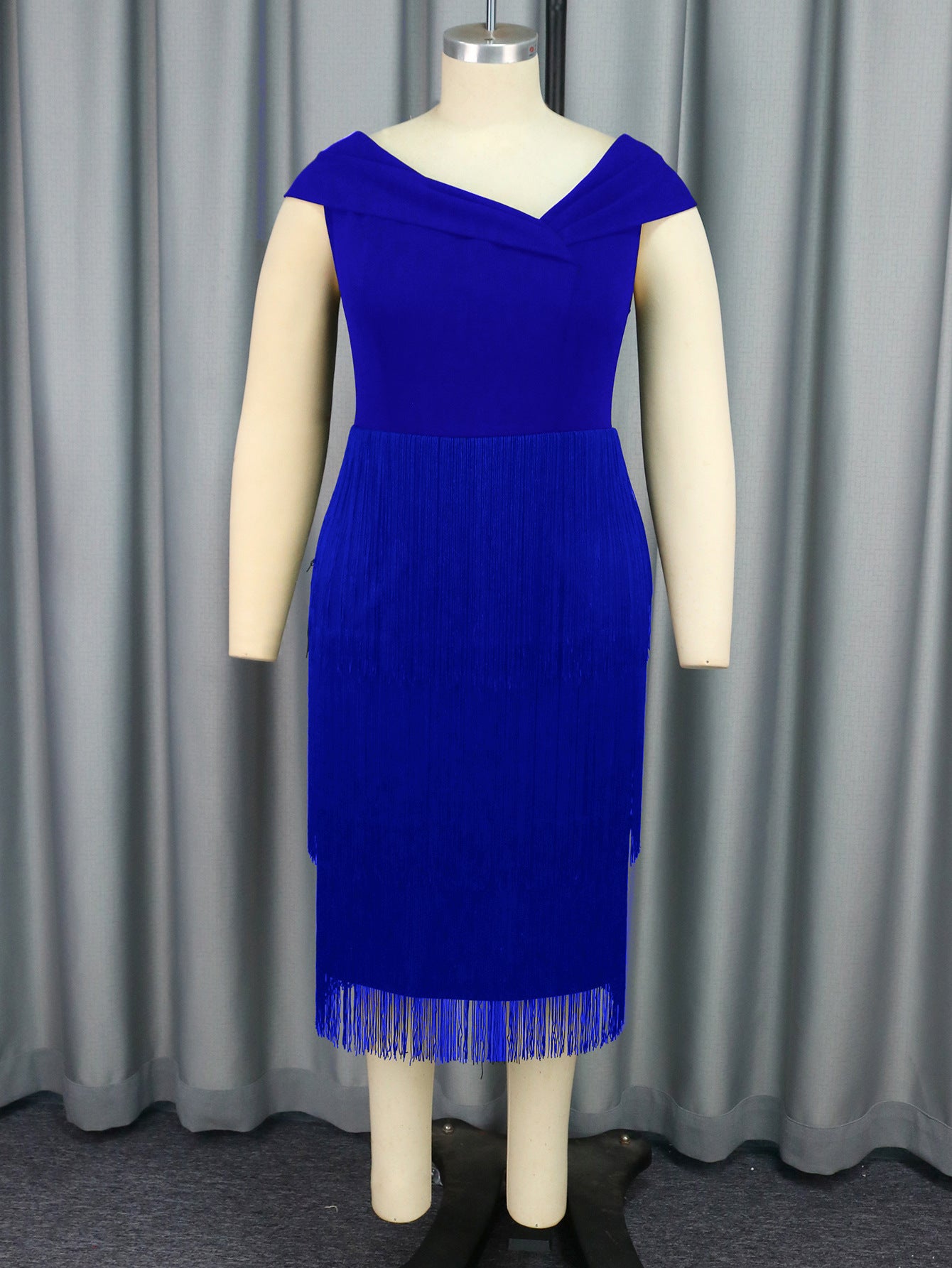 Collar Sleeveless Tassel Dress Party Prom Dresses