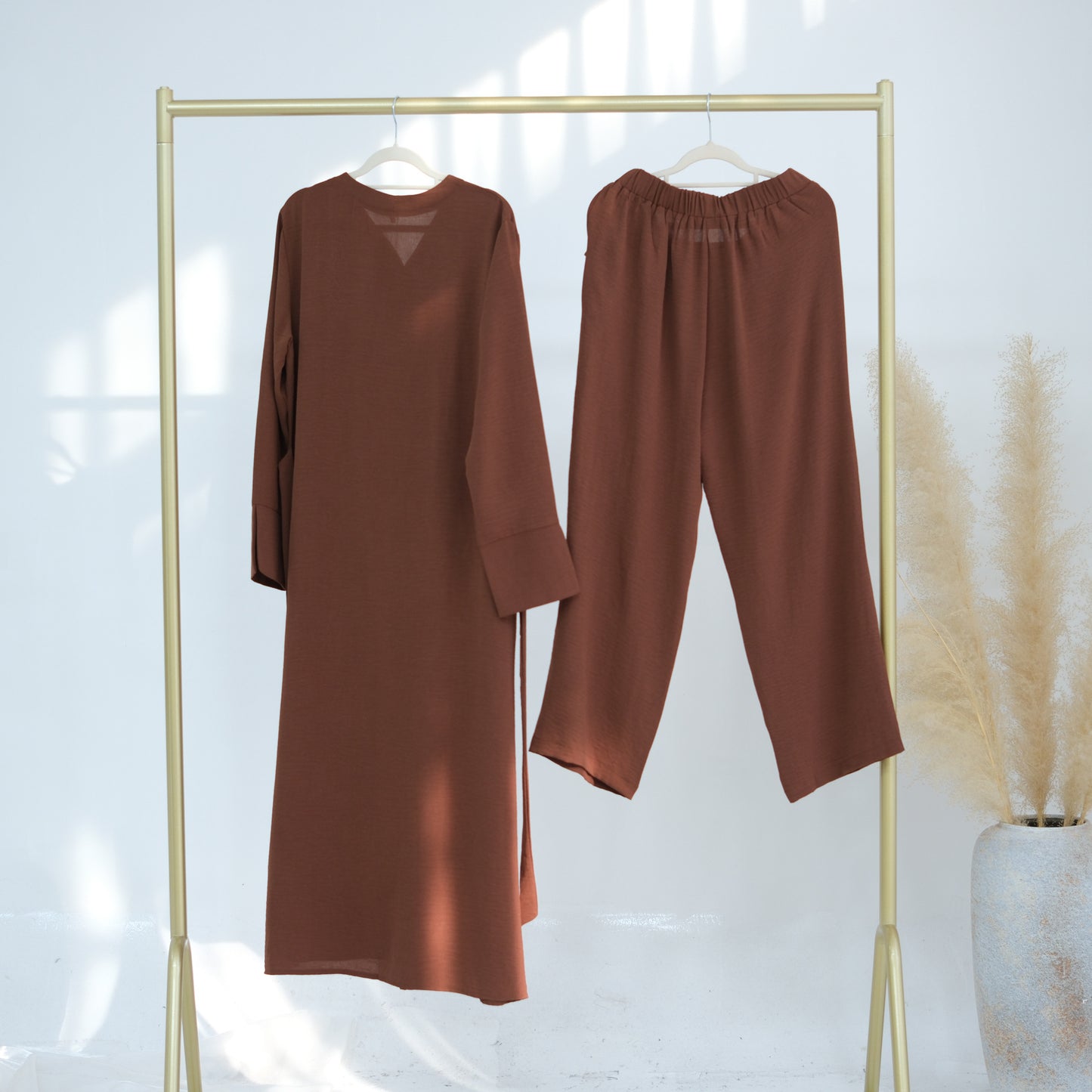 Turkey Solid Color Buckle Two-piece Set Dresses