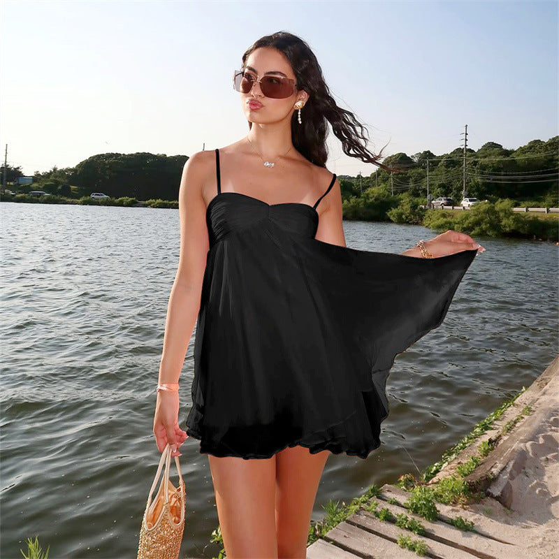 Women's Pure Desire Style Elegant Sleeveless Chiffon Strap Dress