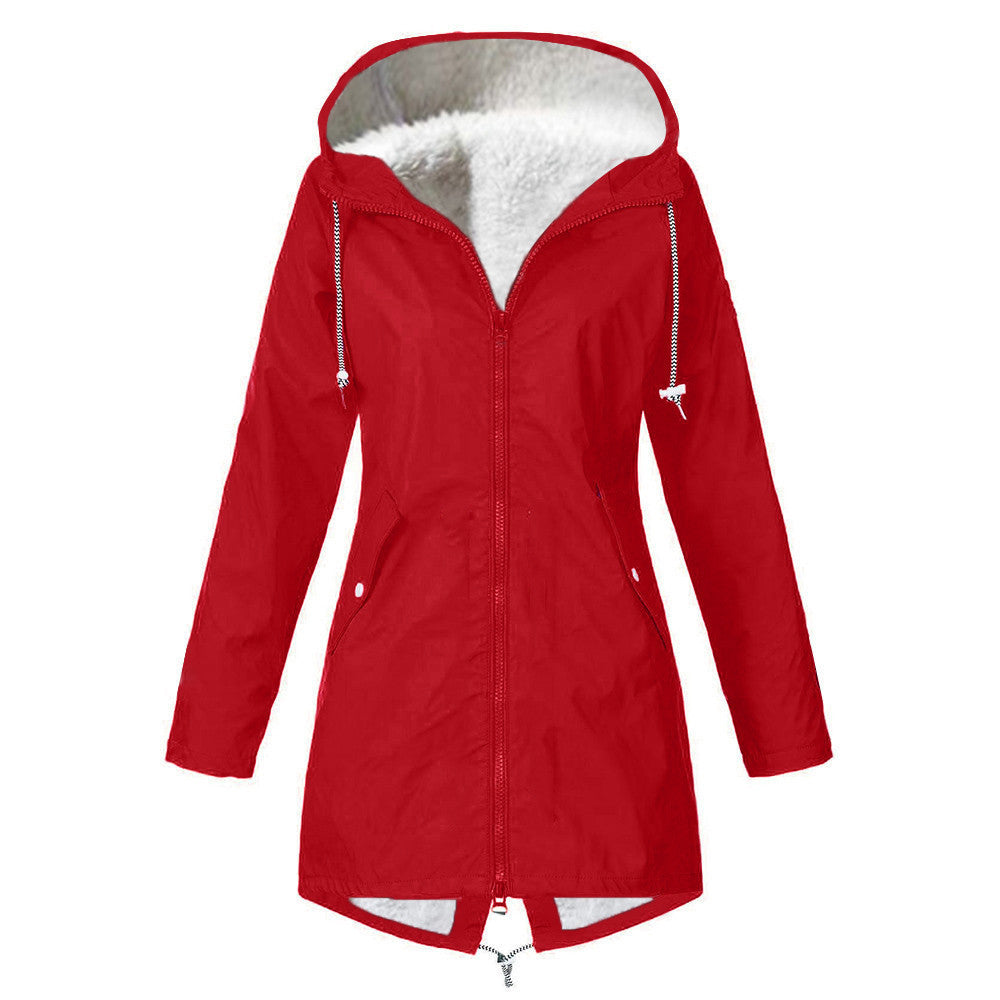 Women's Large Clothes Waterproof Windproof Fleece Padded Outdoor Coats