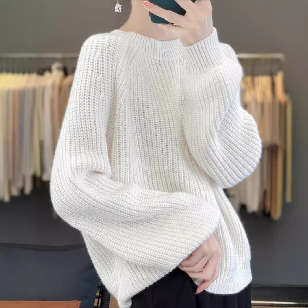 Women's Light Flash Thickening Round Neck Profile Lazy Sweater