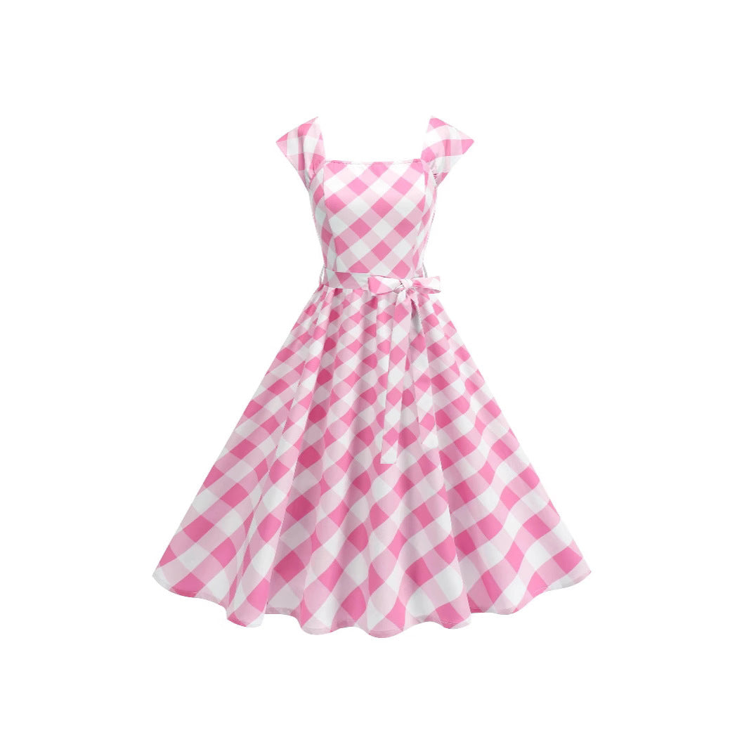 Women's Dress Plaid Large Swing Tube Summer Dresses