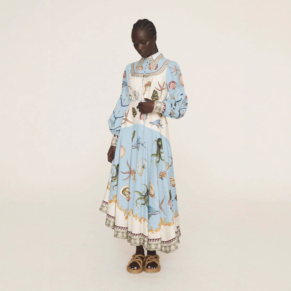 Fashion Linen Doll Collar Large Swing Dresses