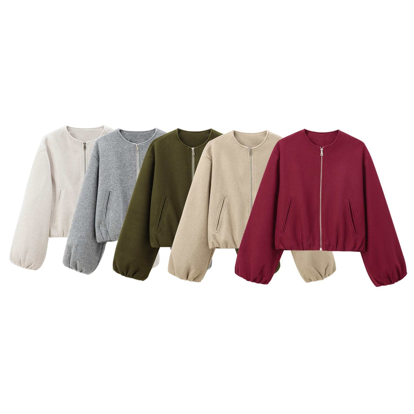 Women's Soft Spring Round Neck Pilot Zipper Jackets