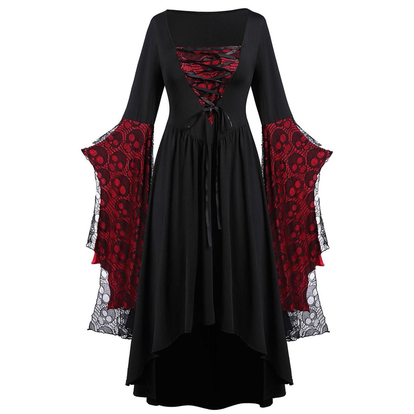 Women's Halloween With Skull Lace Tied Dress