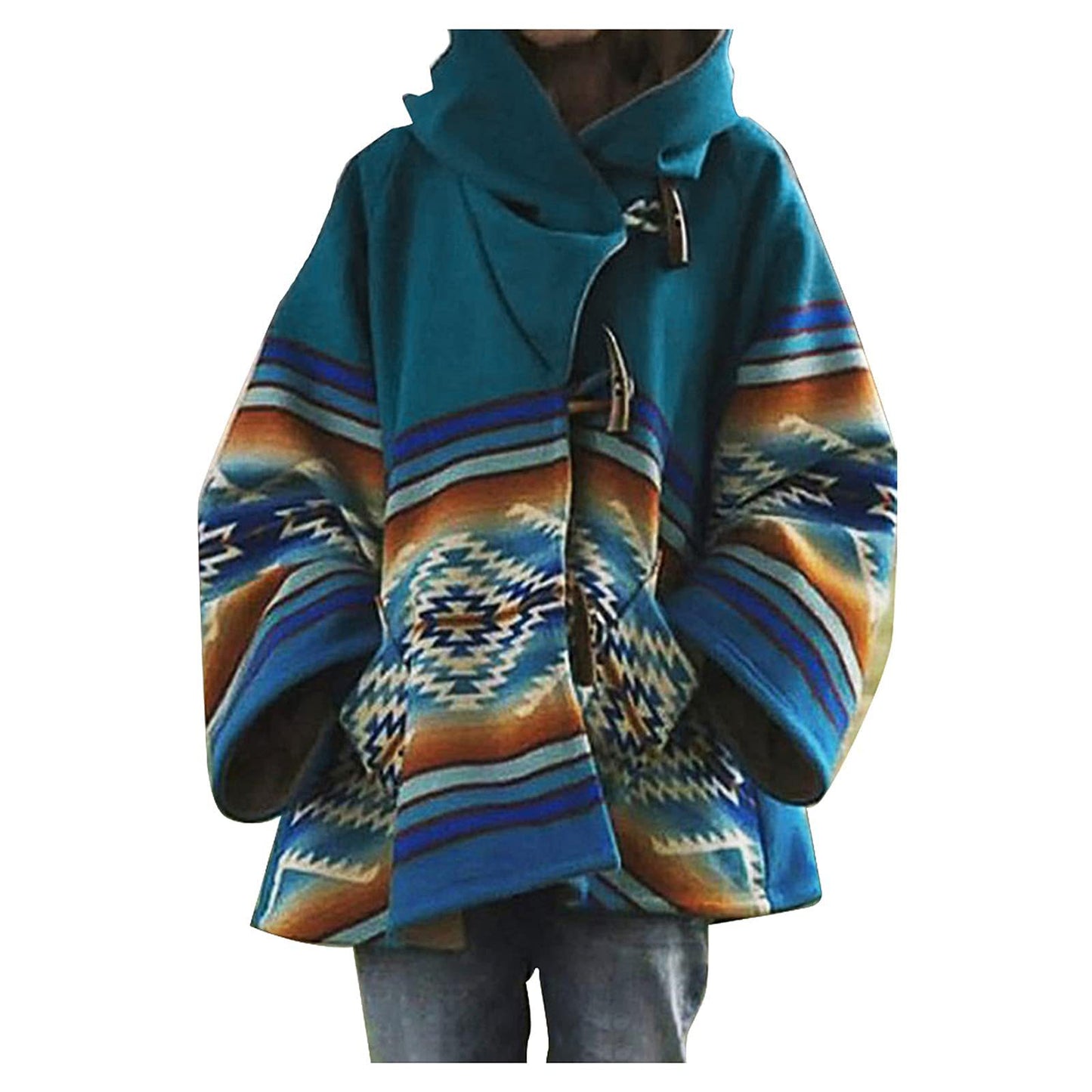 Women's Winter Loose Retro Printed Woolen Colors Coats