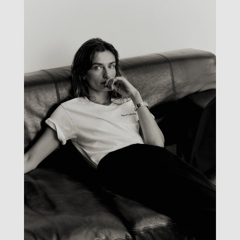 Women's North American Niche Letter Printed Cotton Round Neck Short-sleeved Blouses