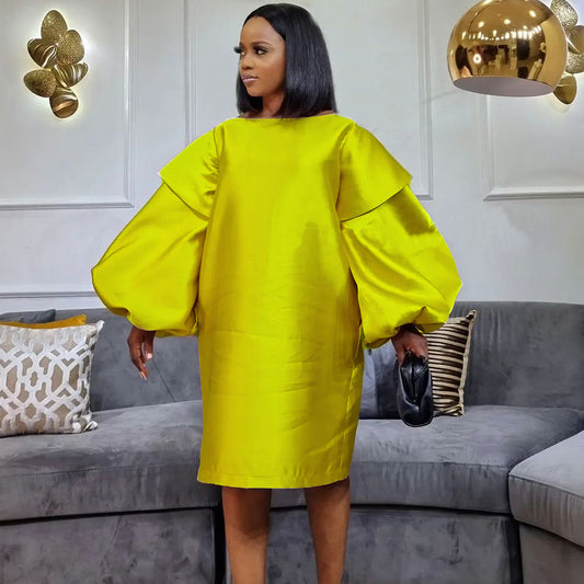 Women's Fashion Wear Loose Puff Sleeves African Dress