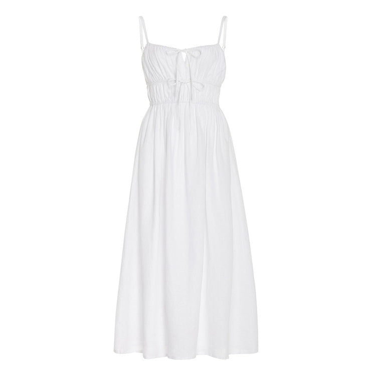 Women's Solid Color Linen Sexy Suspenders Dress Dresses