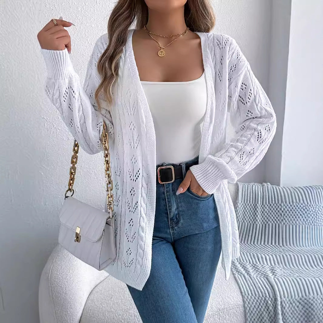 Women's Casual Solid Color Hollow Out Cardigans