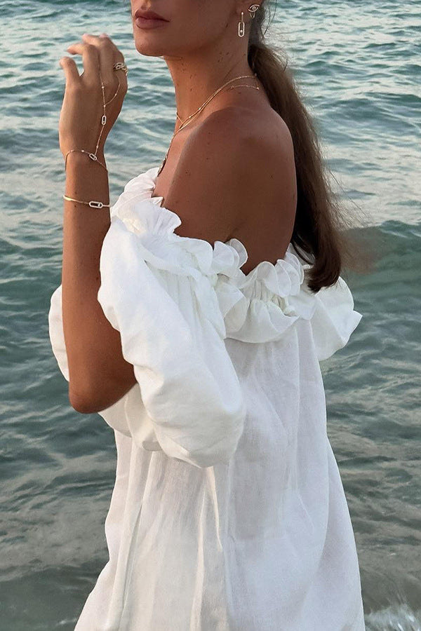 Women's Solid Color Cotton Linen Sexy Split Dresses