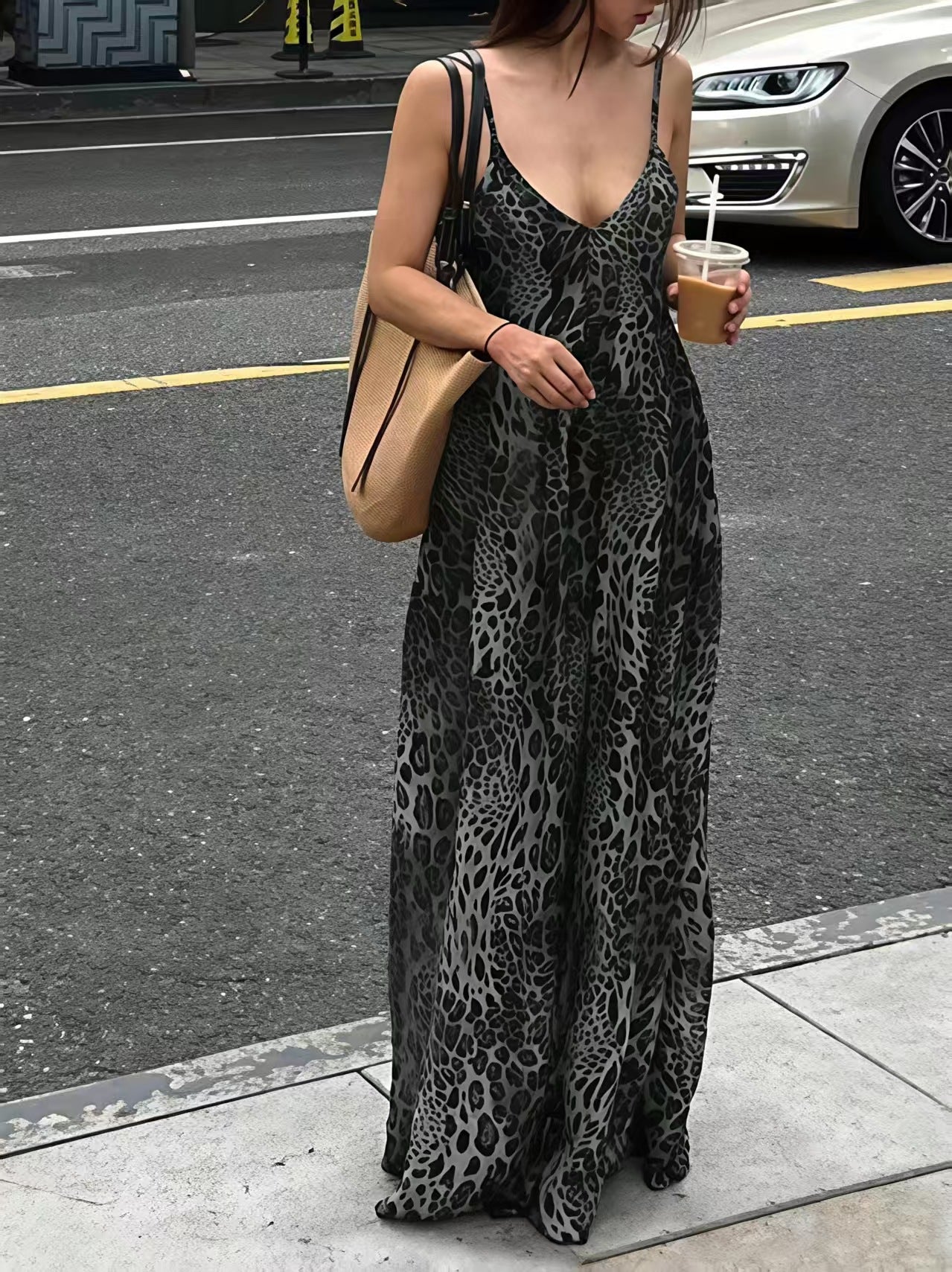 Hot Sexy Leopard Print Backless Collar Summer Dress