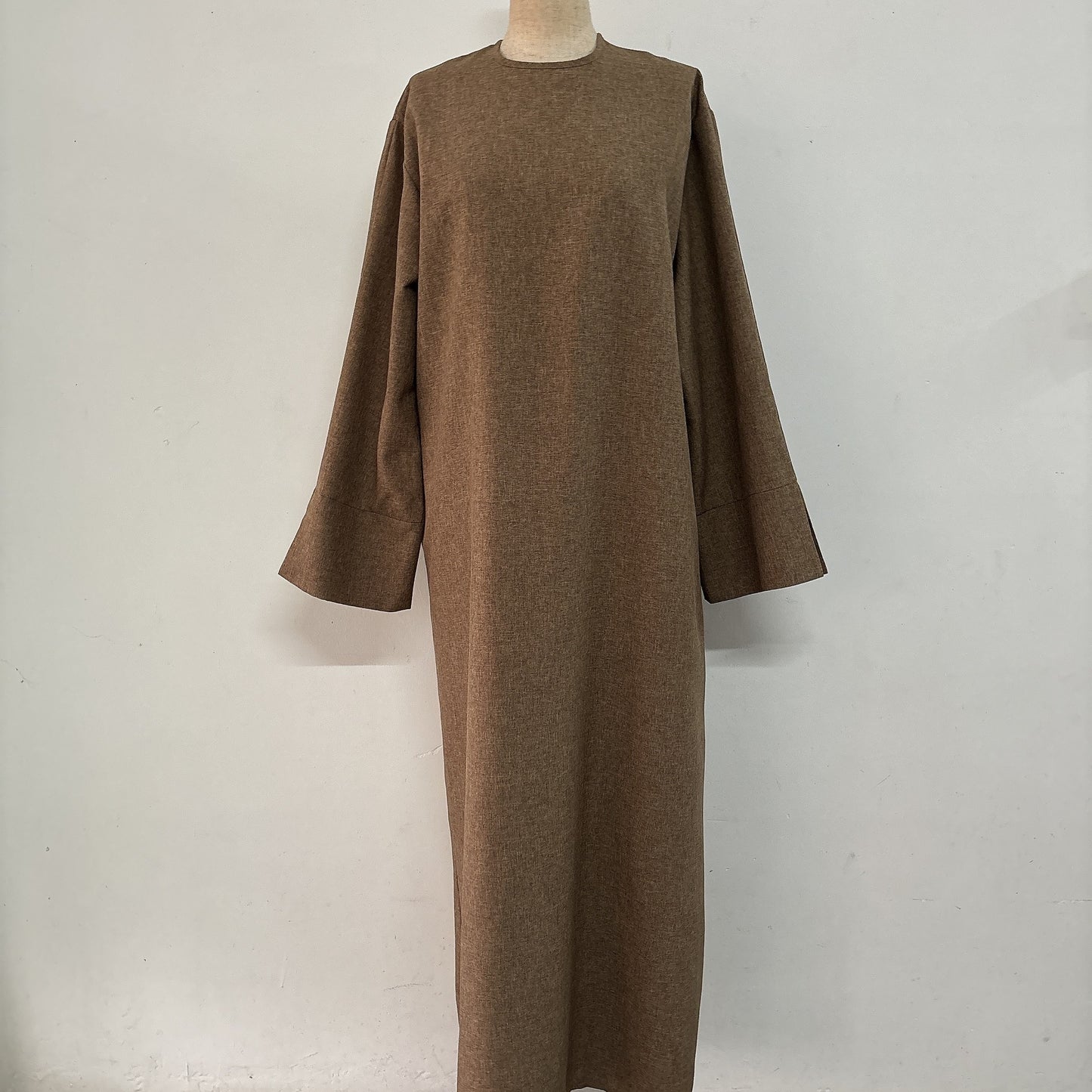 Neck Side Pocket Simple Solid Color Loose Straight Dress