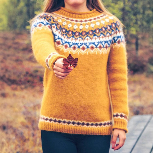 Women's Round Neck Multicolor Loose Fashion Pullover Sweater