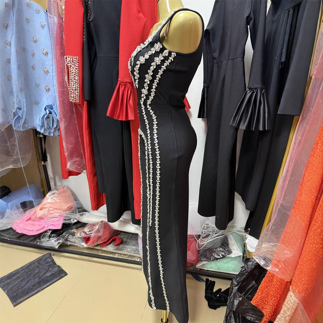 Quality Fashion Black Backless Brace Skinny Long Bandage Dresses