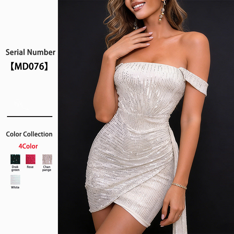 Sequins Elegant Sexy Solid Color Hot Skirts