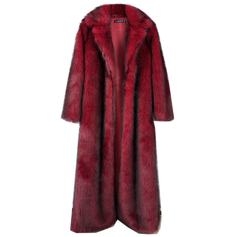 Women's Red Fox Imitation Furry Fur Extended Suits