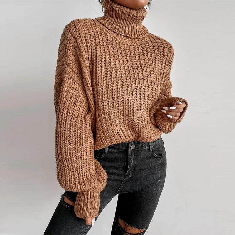 Women's Fashion Knitted Loose Pullover Turtleneck Sweater
