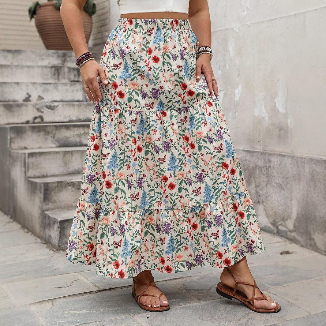 Casual Vacation Dress Large Swing Floral Skirts