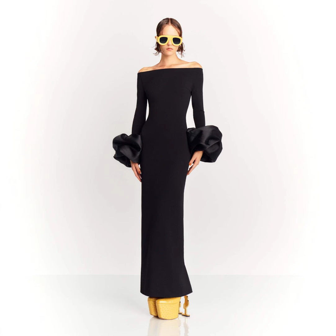 Women's Long Sleeve Puffed Sleeves Split Dress Dresses