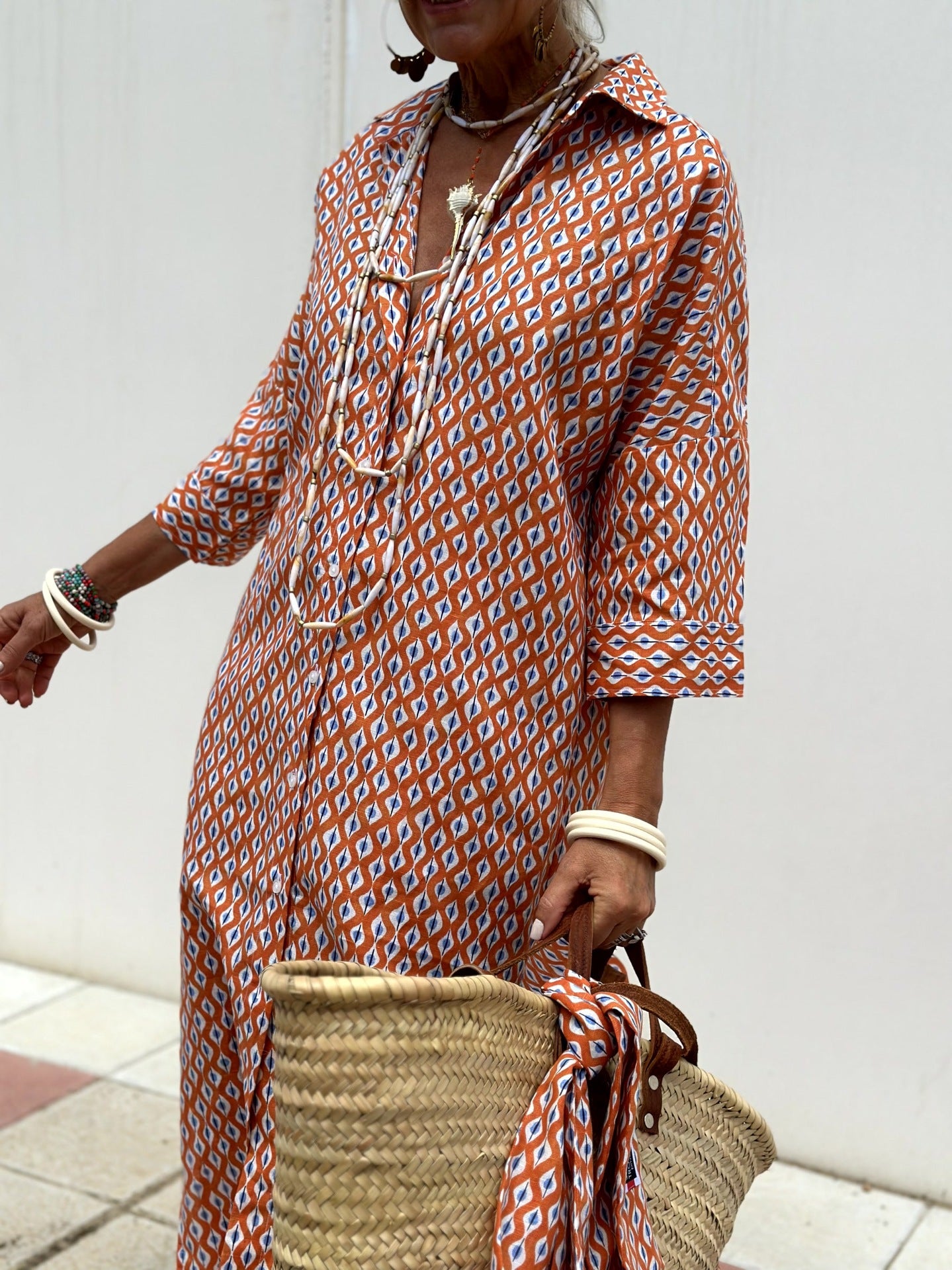 Women's Cotton Linen Stripes Shirt Dress Loose Dresses