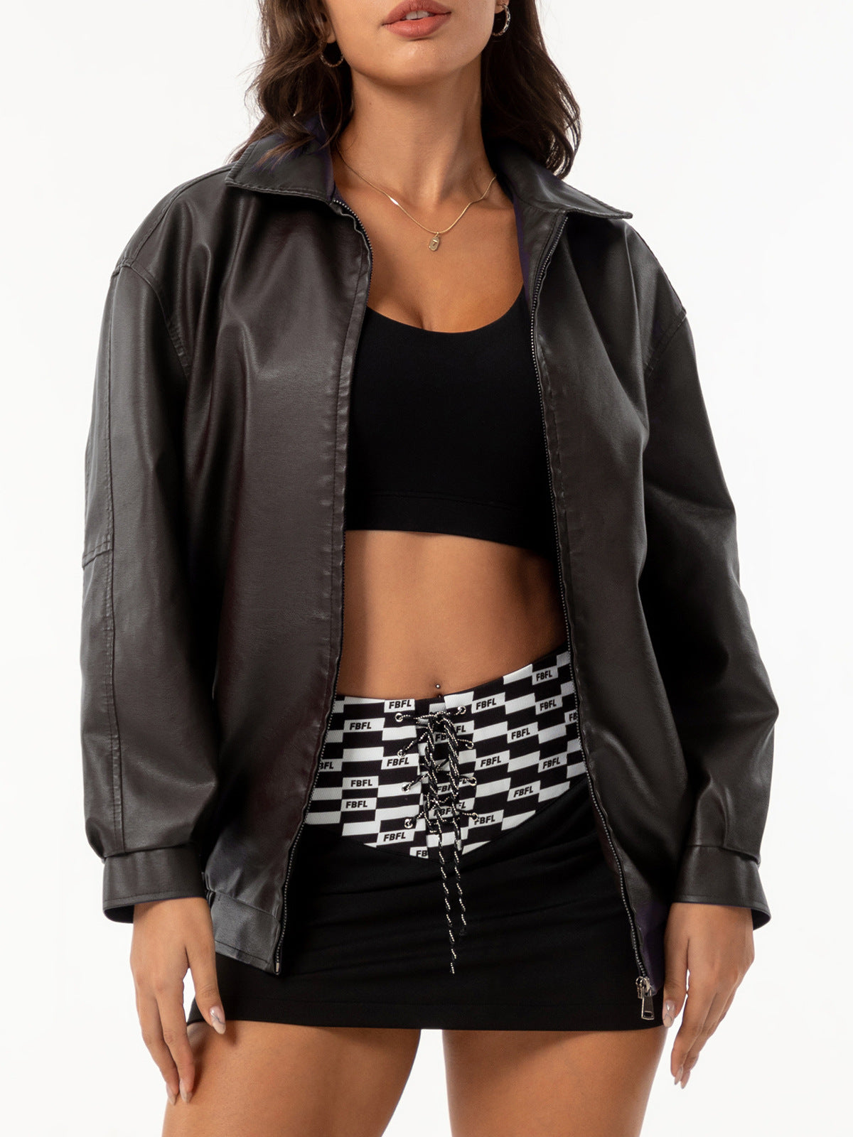 Popular Loose Leather Female Lady Long Jackets