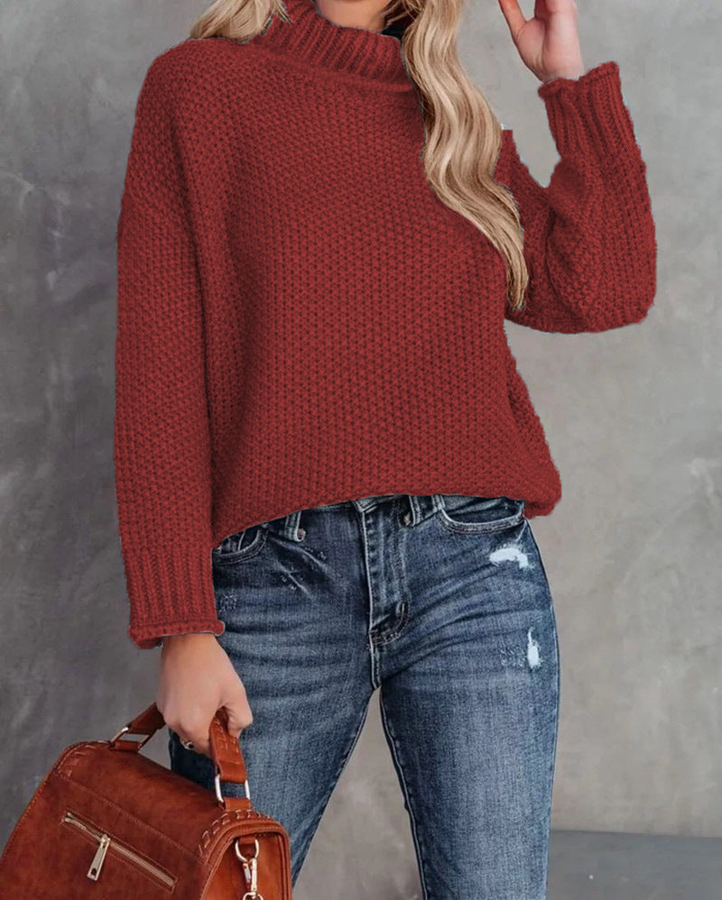 Women's Turtleneck Knitting Long Sleeve Hemming Women's Sweater
