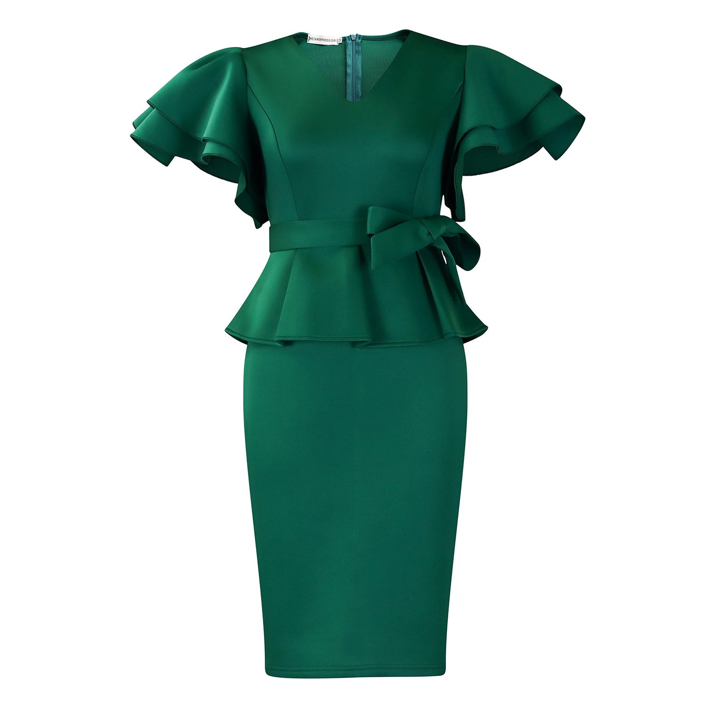 Fashionable Elegant Flounced Solid Color Sheath Dress